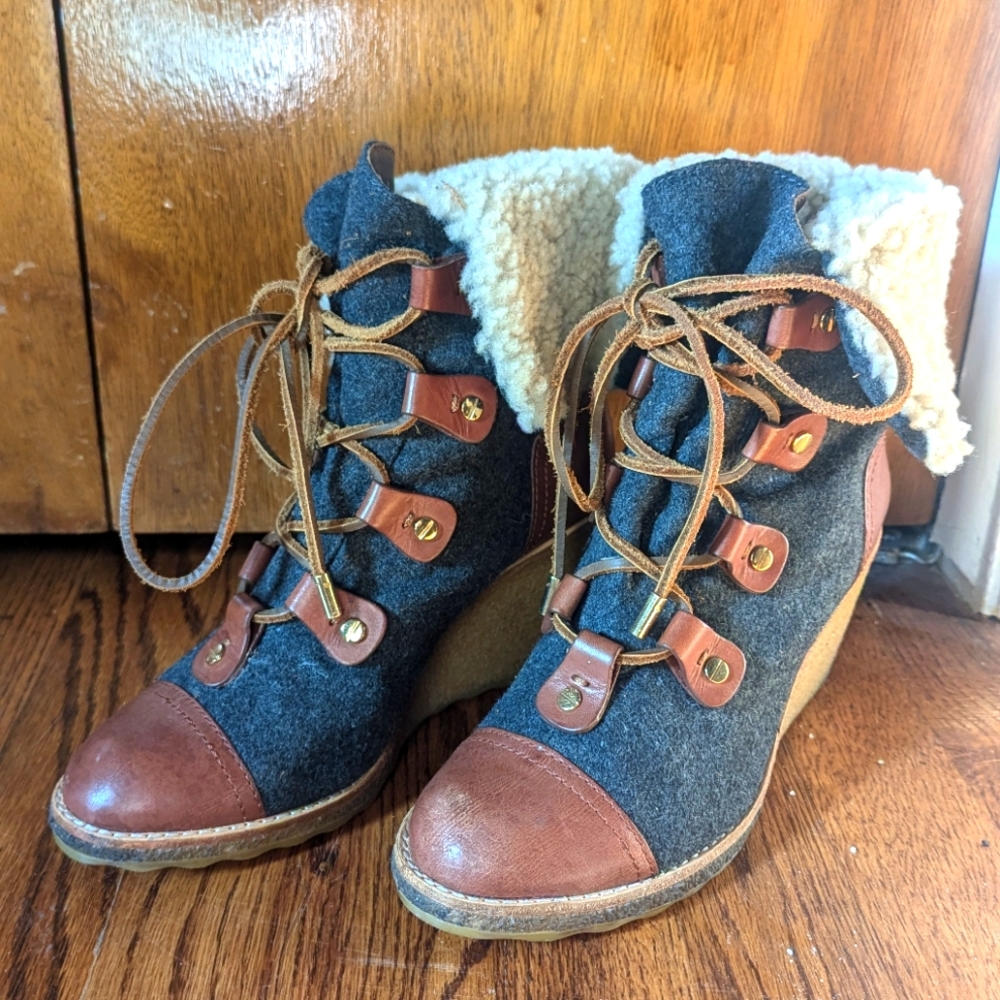 Tory Burch Marley Flannel Wedge Boots